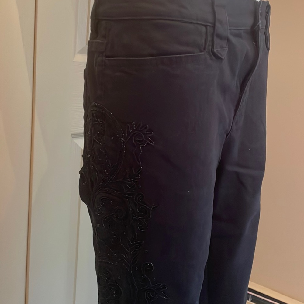 Black jean with appliqué down both legs